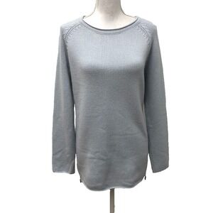 Iris V Arnim Cashmere Sweater Jumper Womens Medium Blue Zipper Oversize Comfort